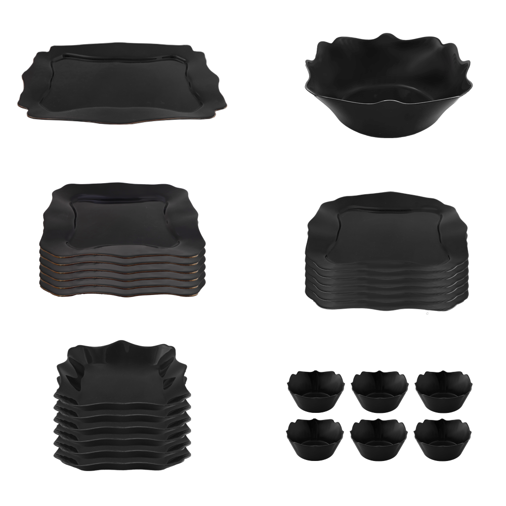 داني هوم مجموعة أواني الطعام سيراميك - 26 قطعة أسود