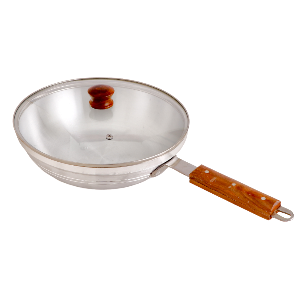 مقلاة ألومنيوم عميقة بغطاء زجاجي و مقبض عازل - 24 سم