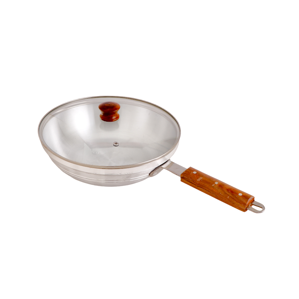 مقلاة ألومنيوم عميقة بغطاء زجاجي و مقبض عازل - 26 سم