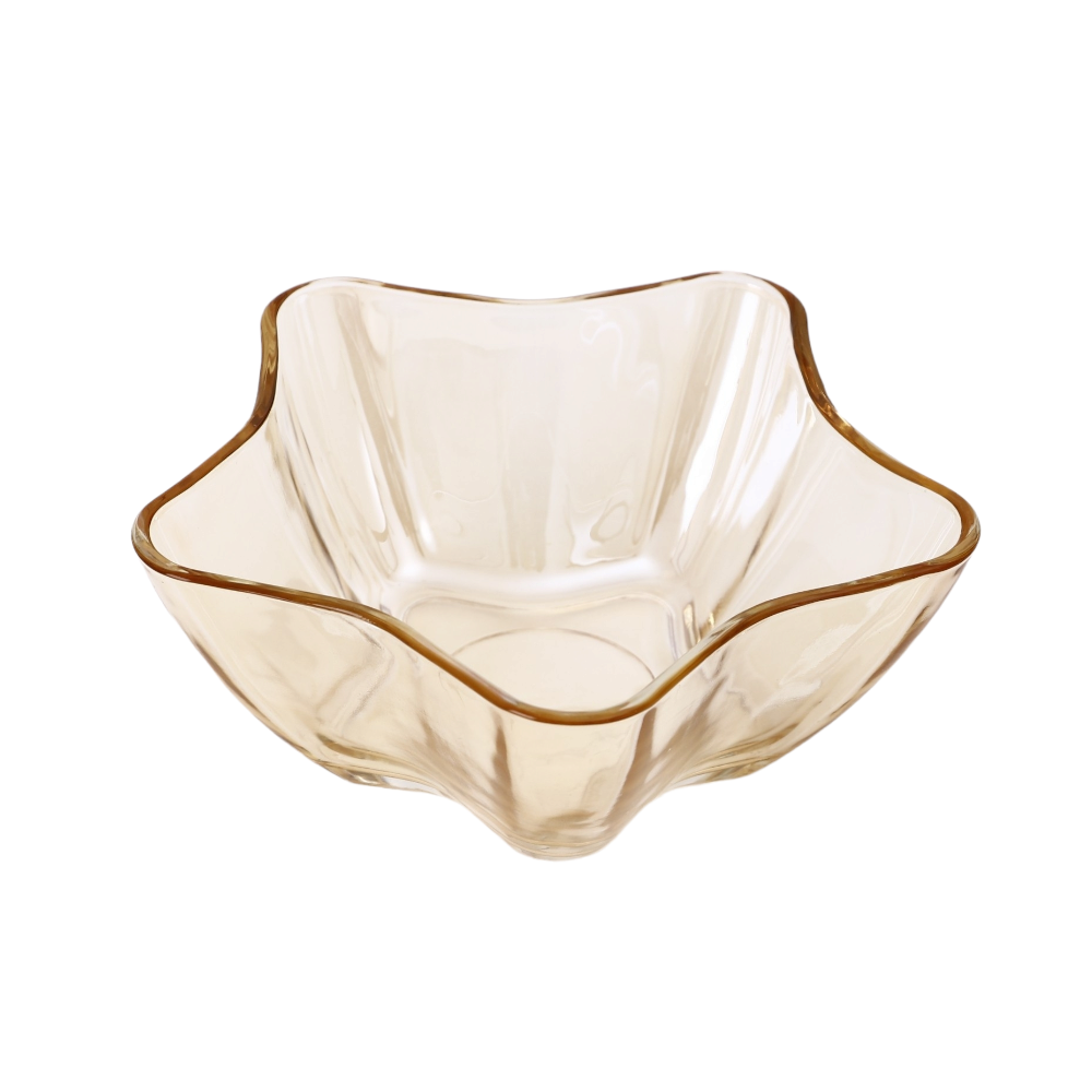 زبدية زجاجية شكل نجمة مقاس 16 سم - برتقالي