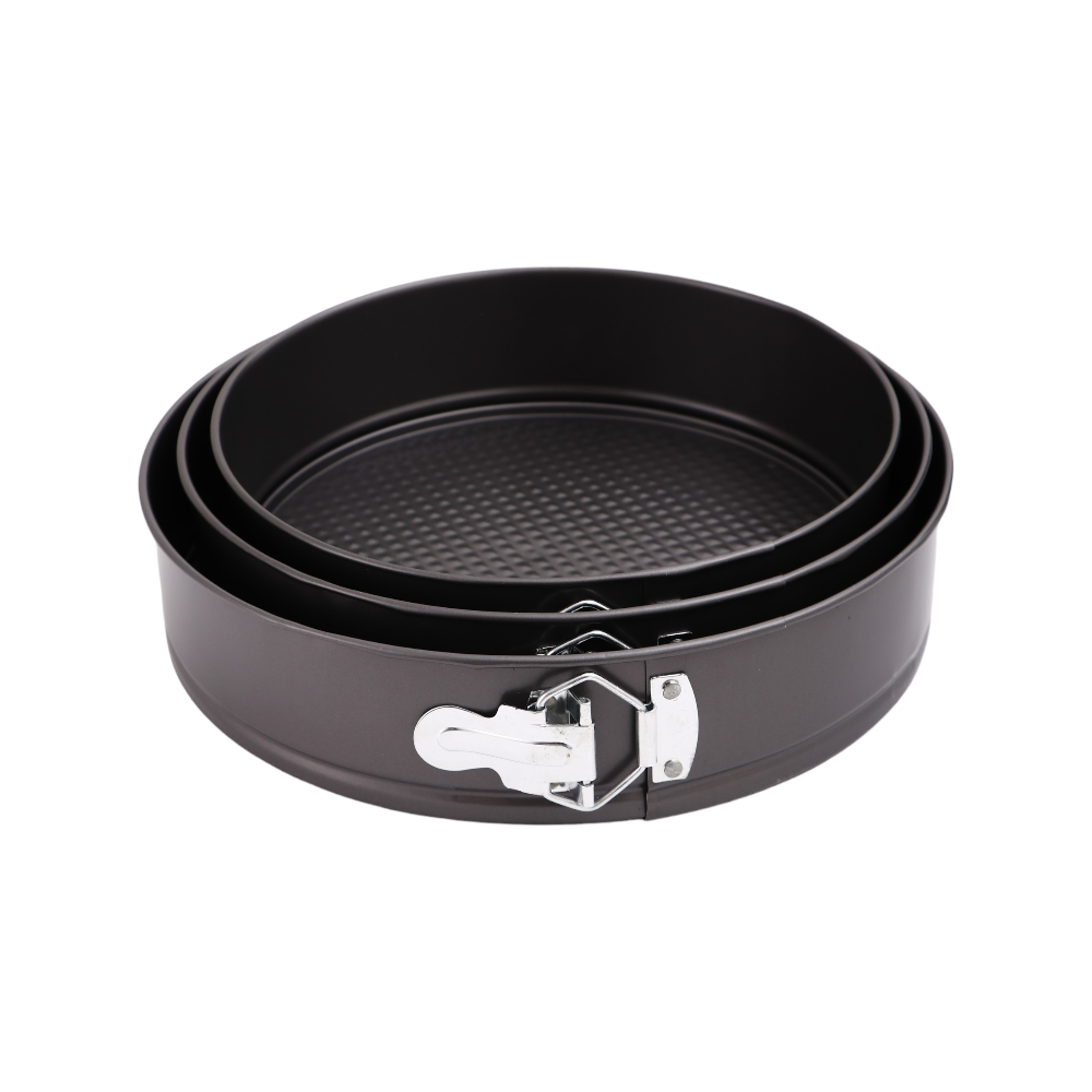 طقم صحون الكيك والتشيز كيك ابو قفل شكل دائري - 3 قطع