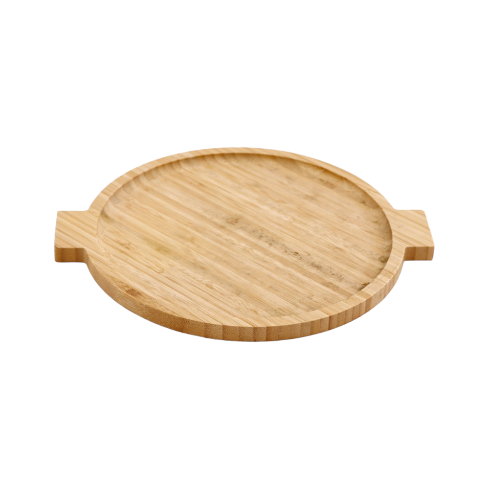 صحن تقديم مستدير خشبي للفواكه والمكسرات