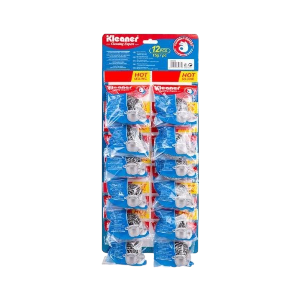 كلينر طقم ليف سلك استانس استيل فضي لتنظيف للأطباق - 12 قطعة