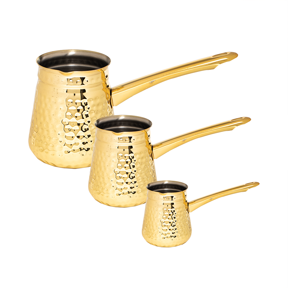 طقم جزوات استيل ذهبي بمقبض - 3 قطع