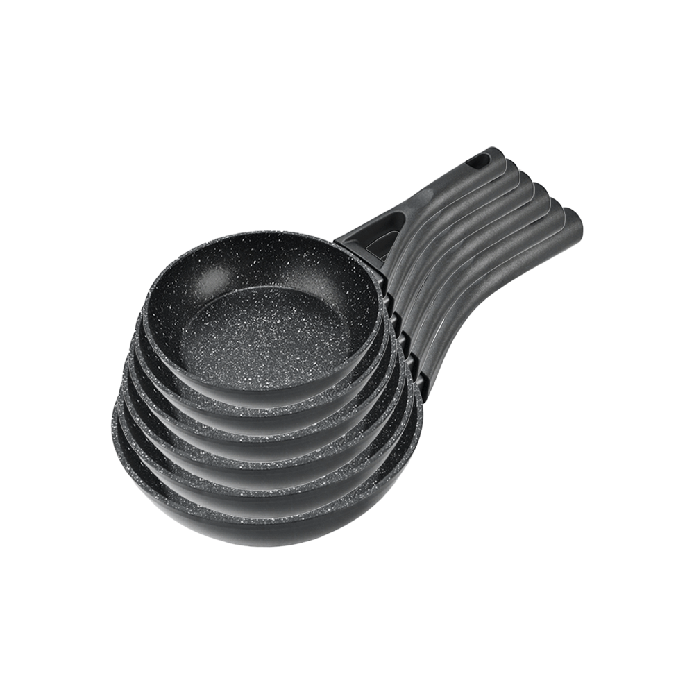 داني هوم طقم مقالي طهي جرانيت صغيرة بمقبض ألومنيوم أسود - 6 قطع