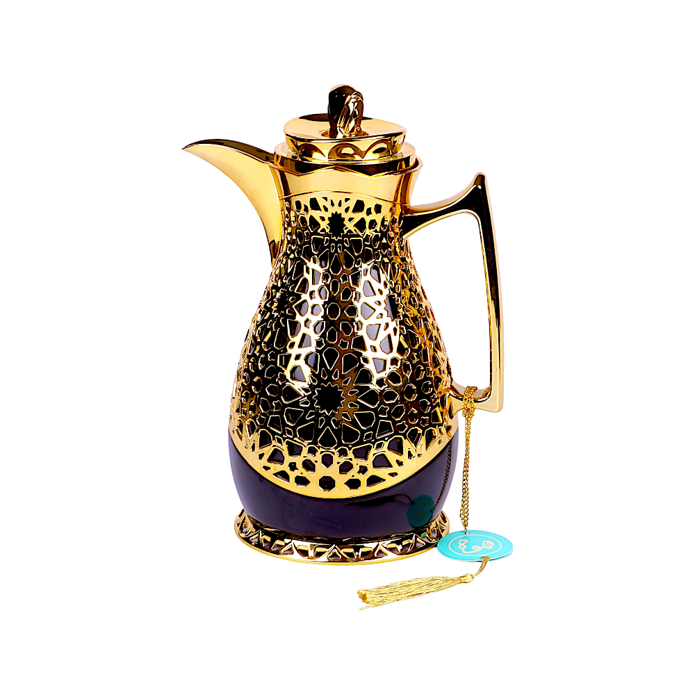 ثلاجة شاي حافضة للحرارة بقبضة بلاستيكية سعة 1 لتر- ذهبي