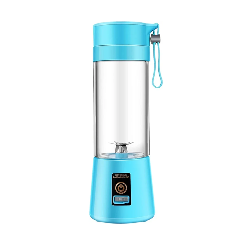 كوب صنع العصير يدوي قابل للشحن - 380 ملي -light blue