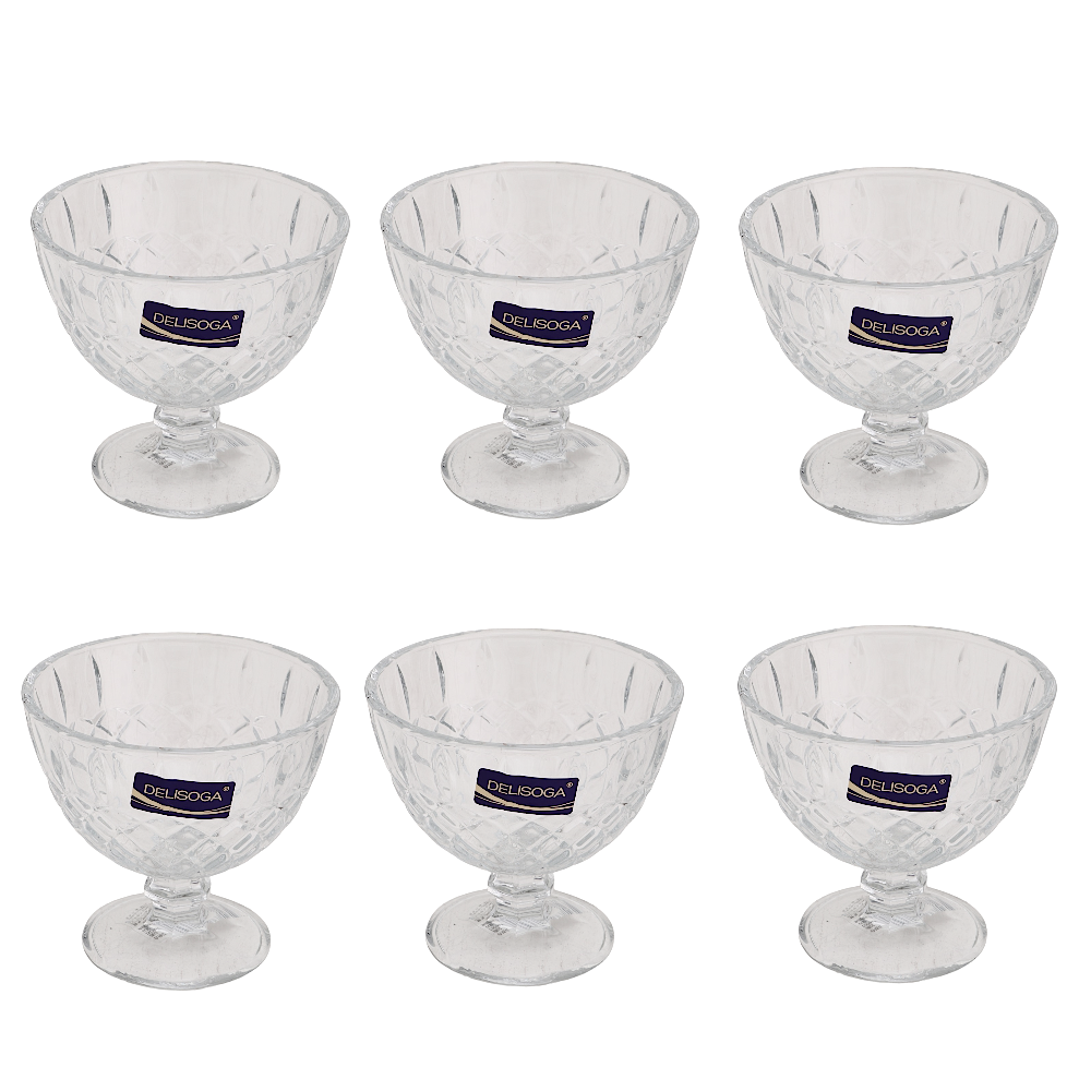 ديليسوجا طقم مطايب حلا و آيسكريم زجاجية أبو جلاس - 6 قطع