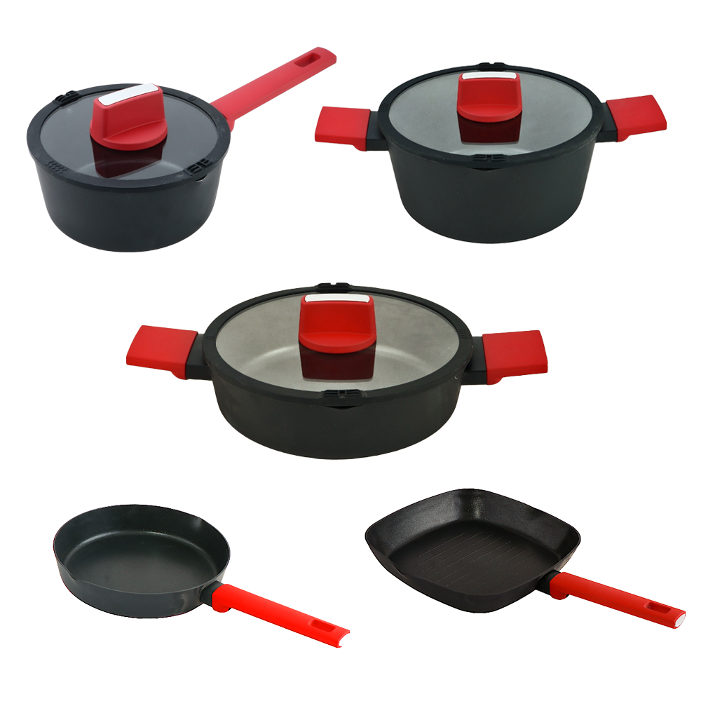 داني هوم طقم قدور و مقالي طهي ألومنيوم - 5 قطع