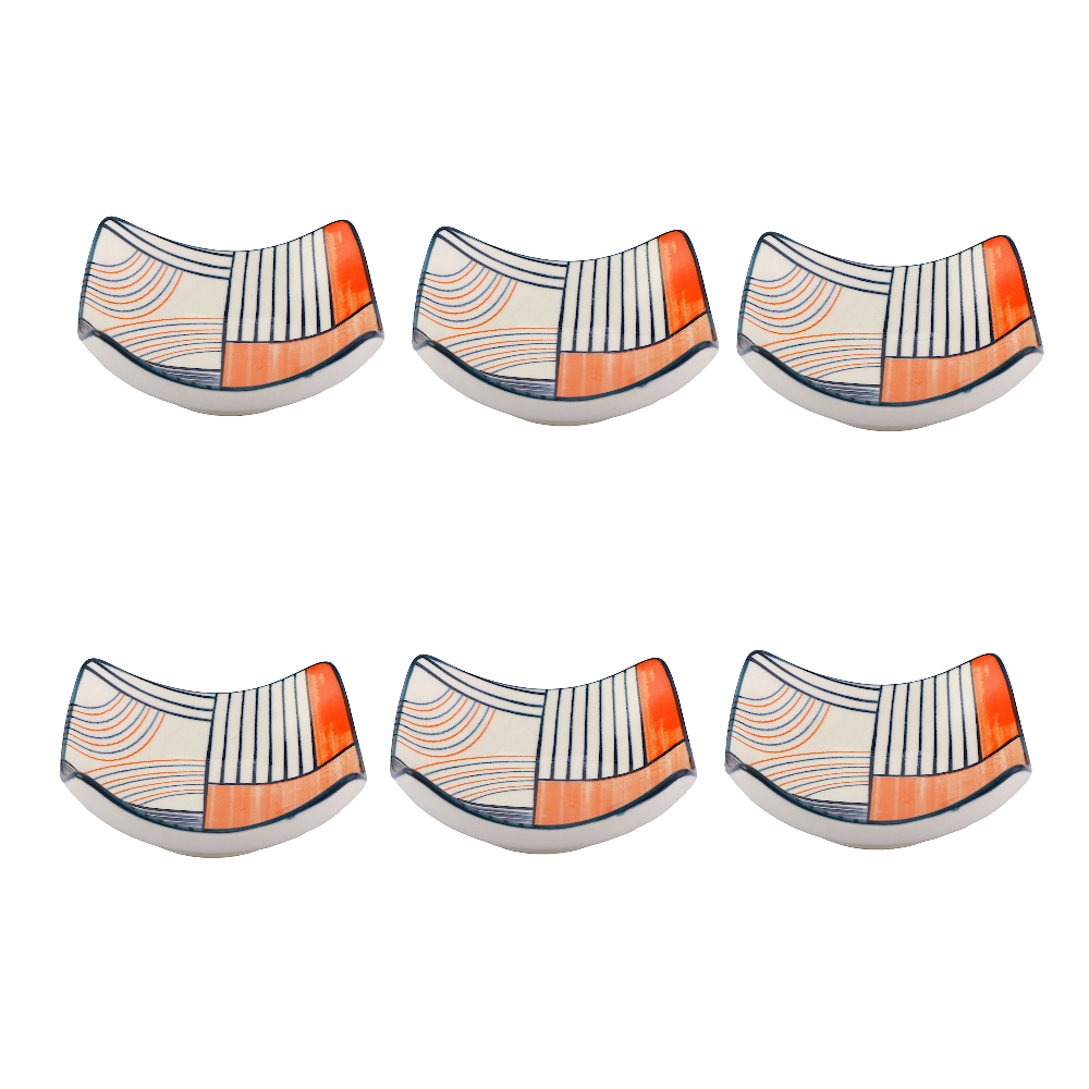 طقم مطايب سيراميك مربع بزوايا بارزة - 6 قطع