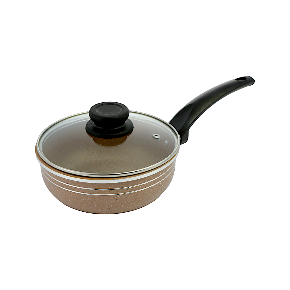 فرست كويك طاوة طبخ من التيفال بغطاء زجاجي حجم  16 سم - بني