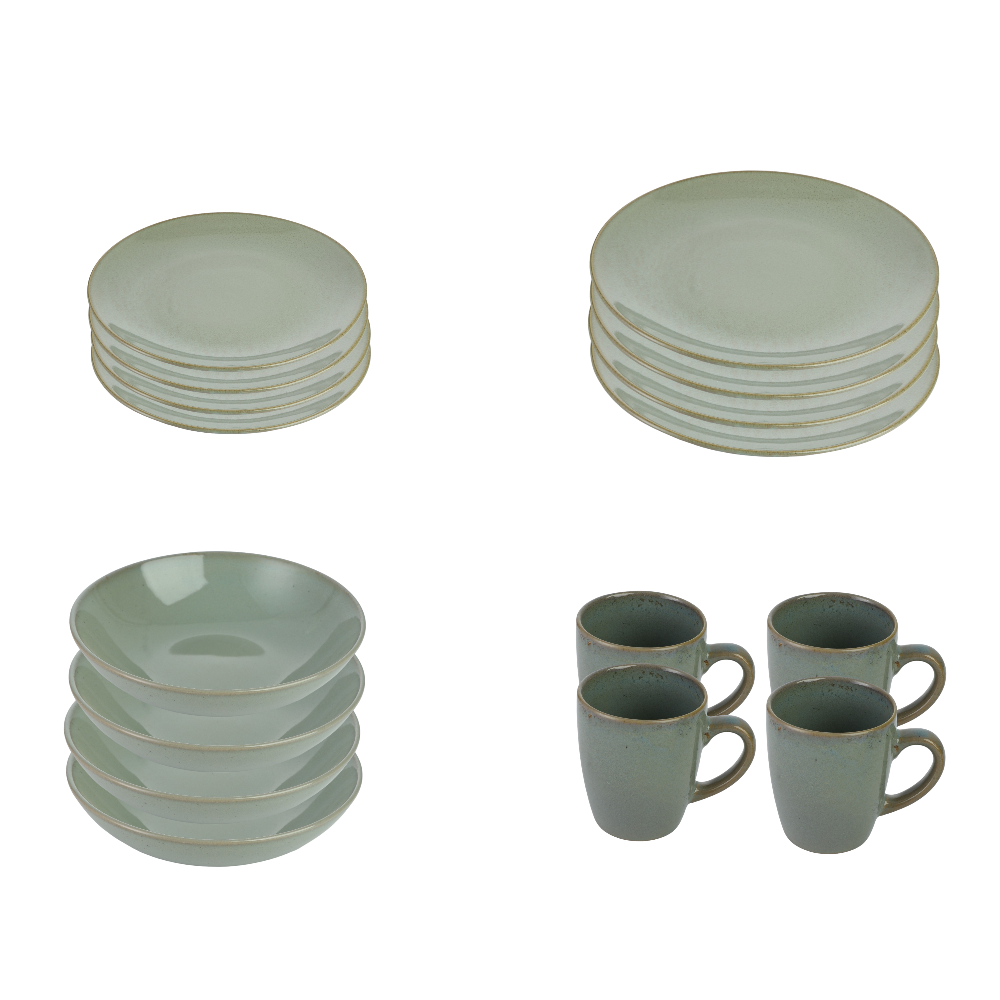 مجموعة أواني طعام سيراميك تفاحي - 16 قطعة