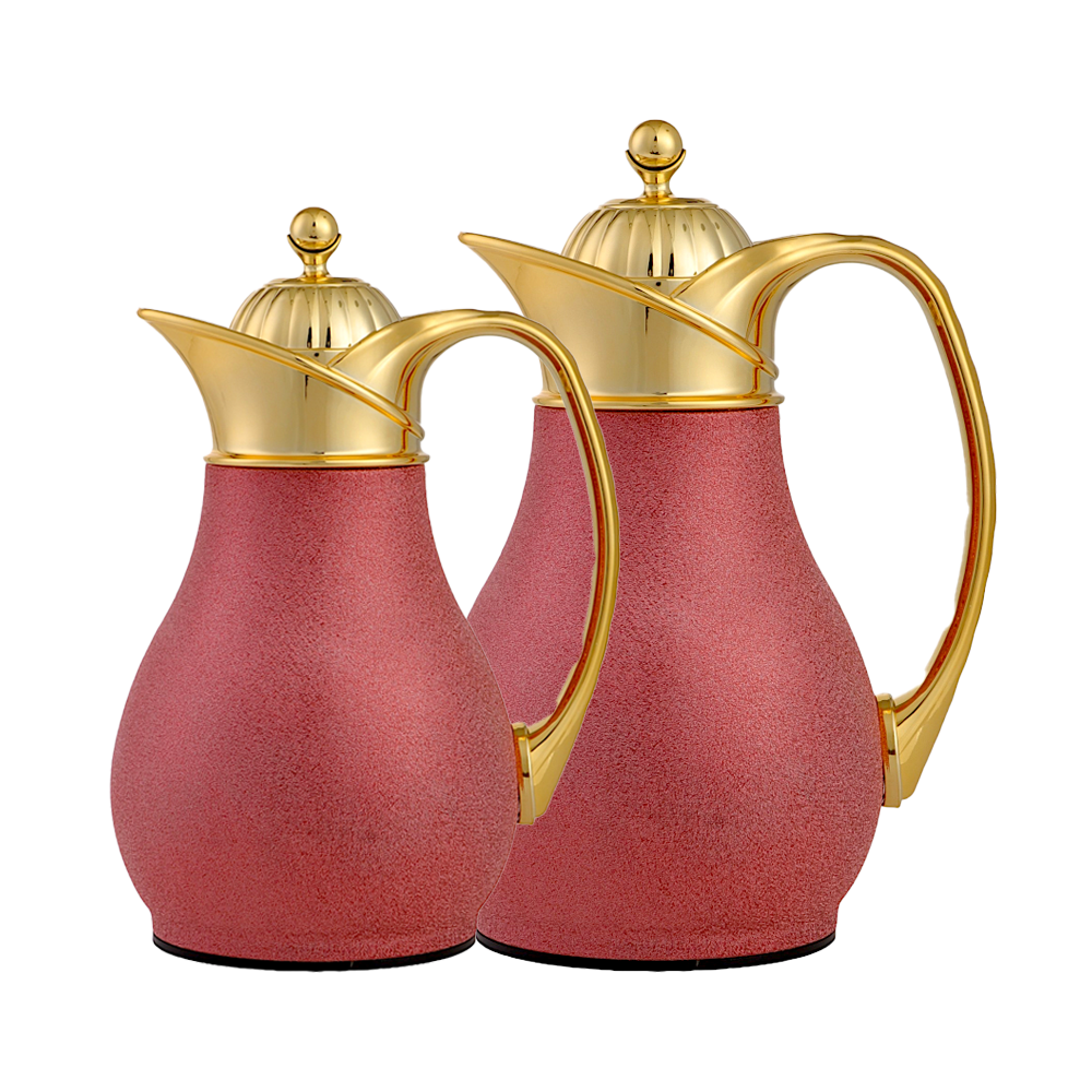 طقم ثلاجات شاي بغطاء ذهبي - 2 قطع