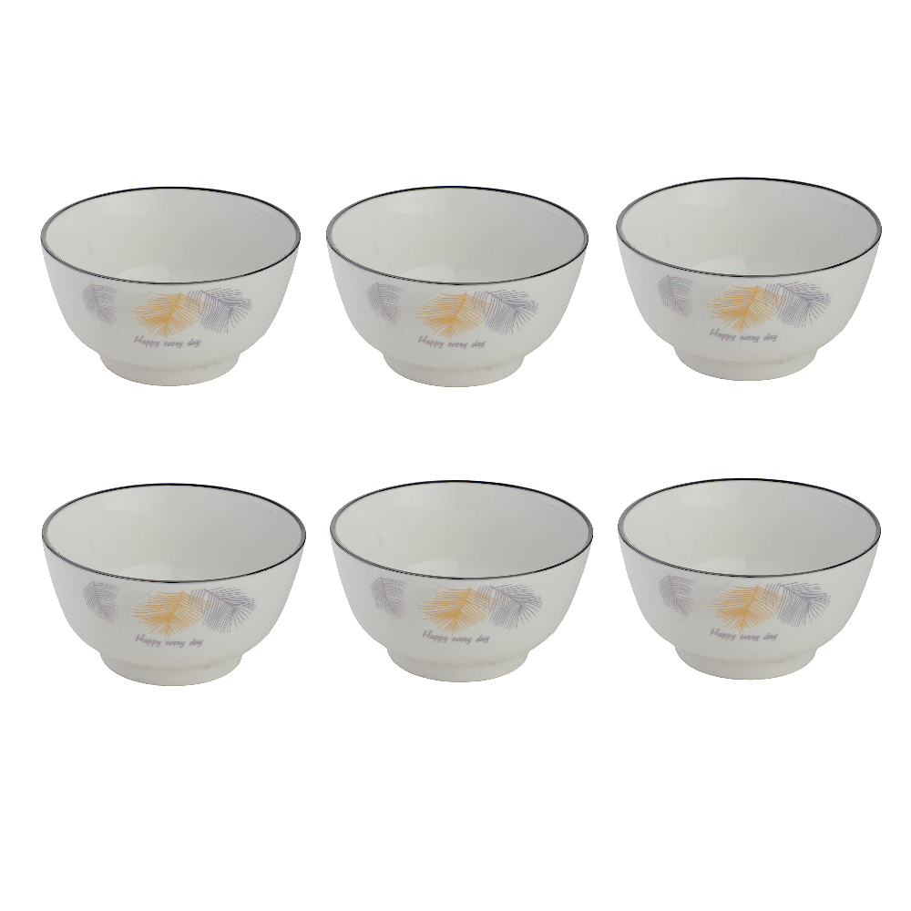 طقم مطايب سيراميك ابيض منقوش - 6 قطع