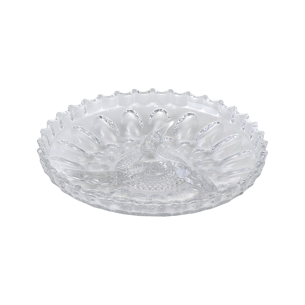 صحن زجاجي لتقديم الفواكه والمكسرات والحلويات مقسم- 22 سم