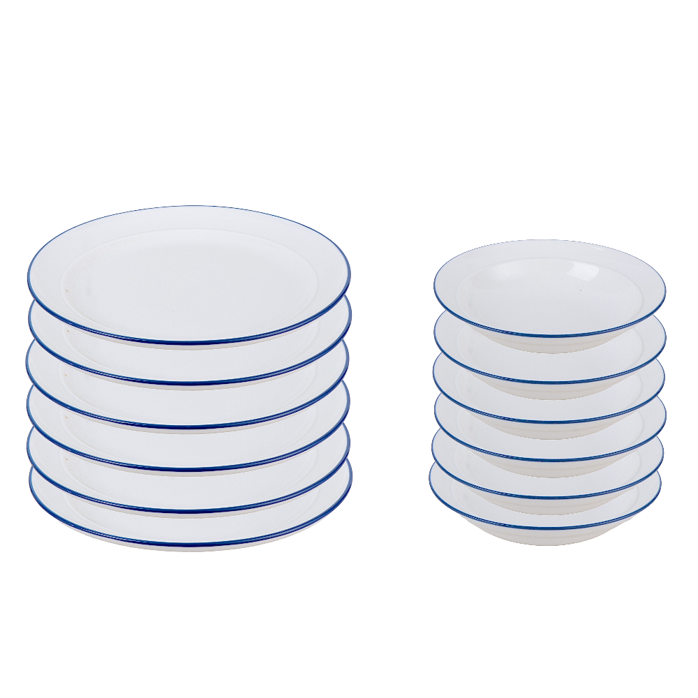 داني هوم طقم صحون و مطايب بورسلان دائرية - 12 قطعة