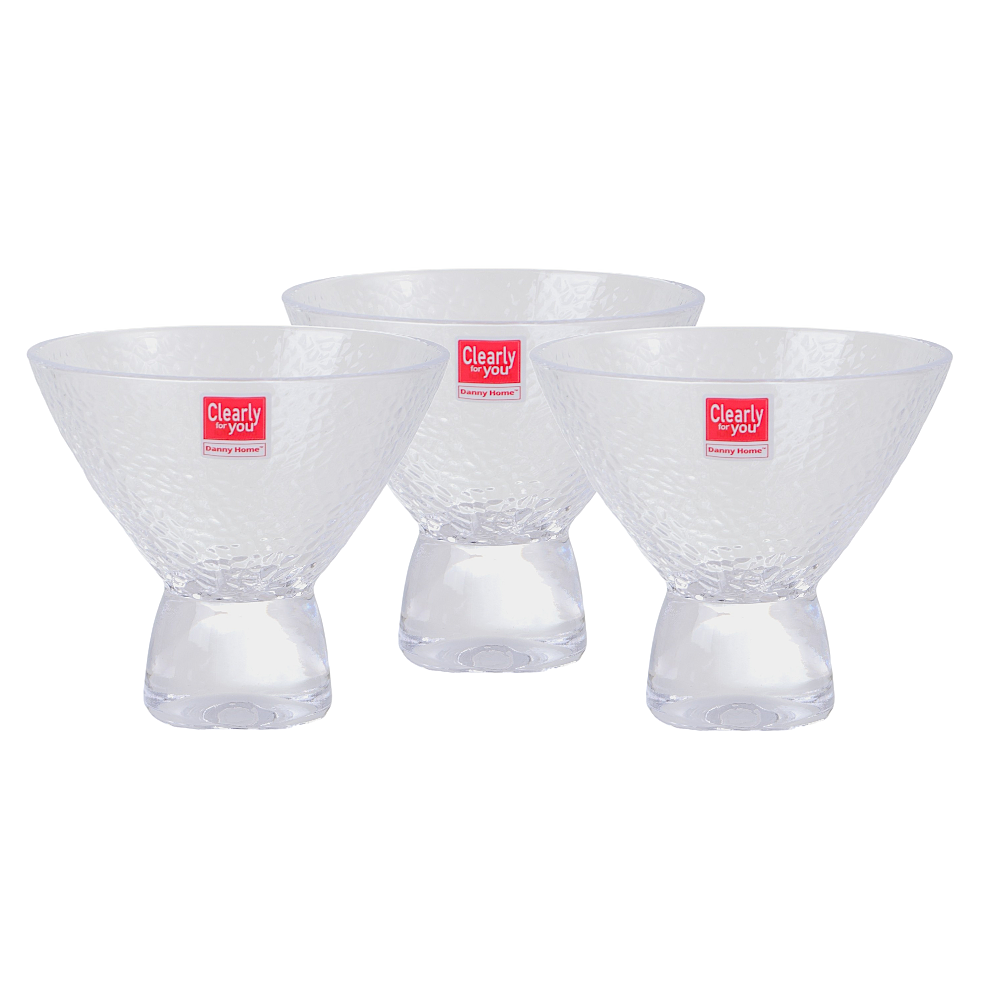 داني هوم طقم مطايب زجاج شفاف بقاعدة دائرية - 3 قطع