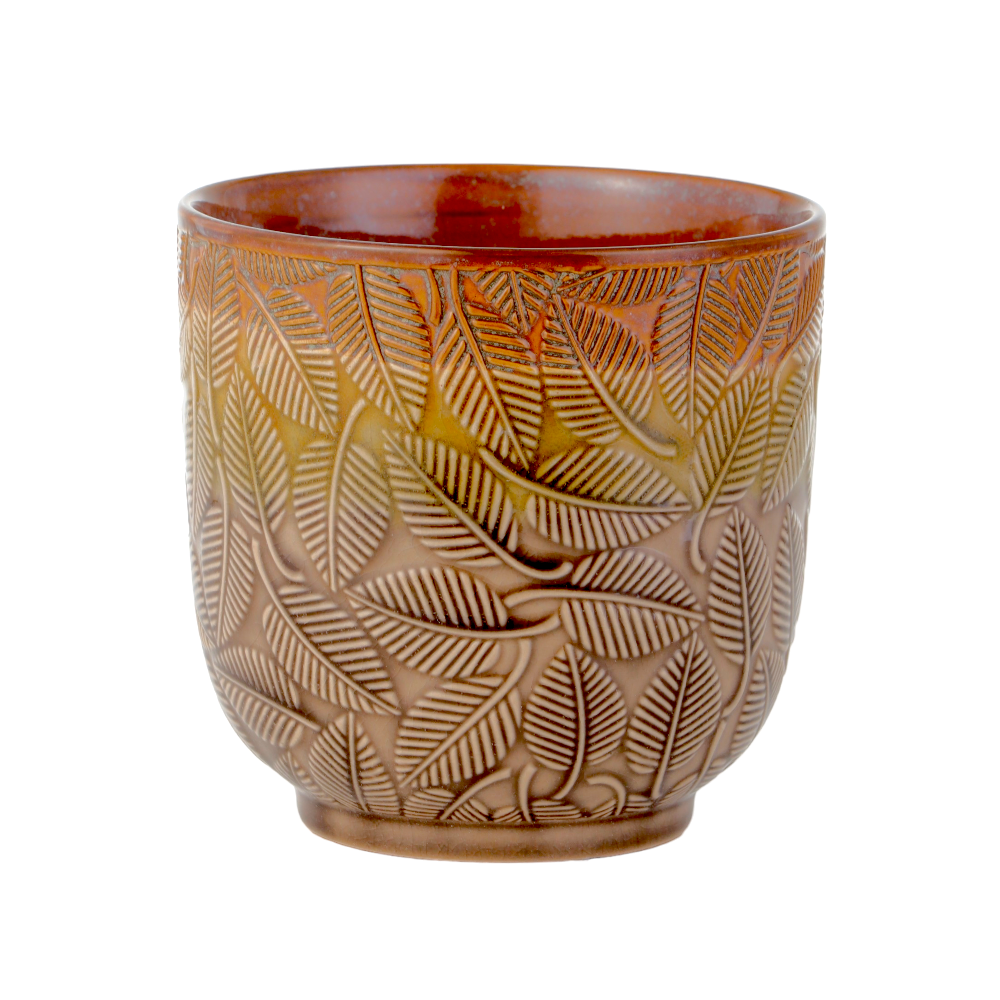 داني هوم مزهرية سيراميك دائرية مشجرة مقاس 14.2 * 3.5 سم - بني