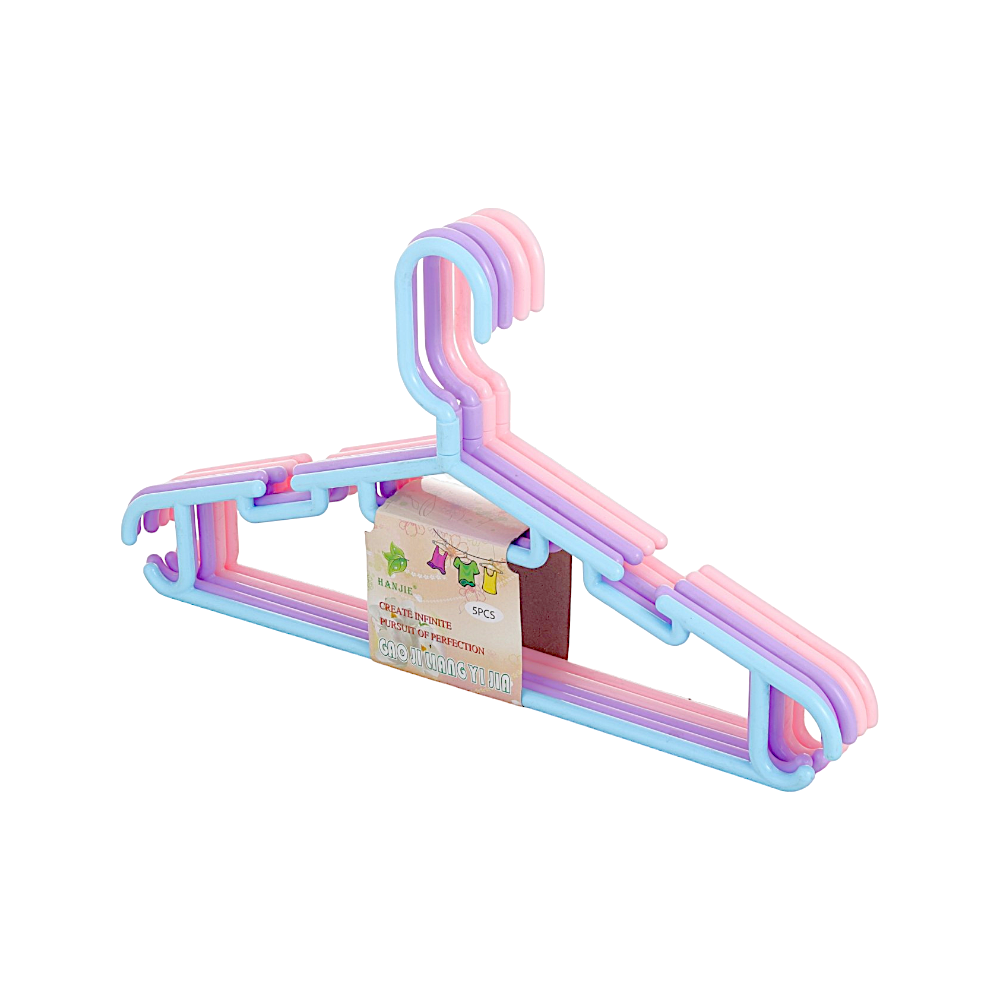 طقم علاقات ملابس بلاستيك ملونة - 5 قطع