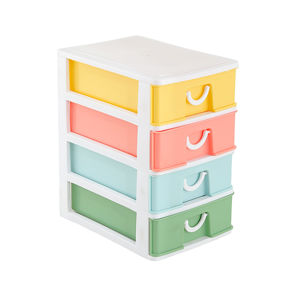 صندوق منظم إكسسوارات بلاستيك 4 طوابق - متعدد الألوان