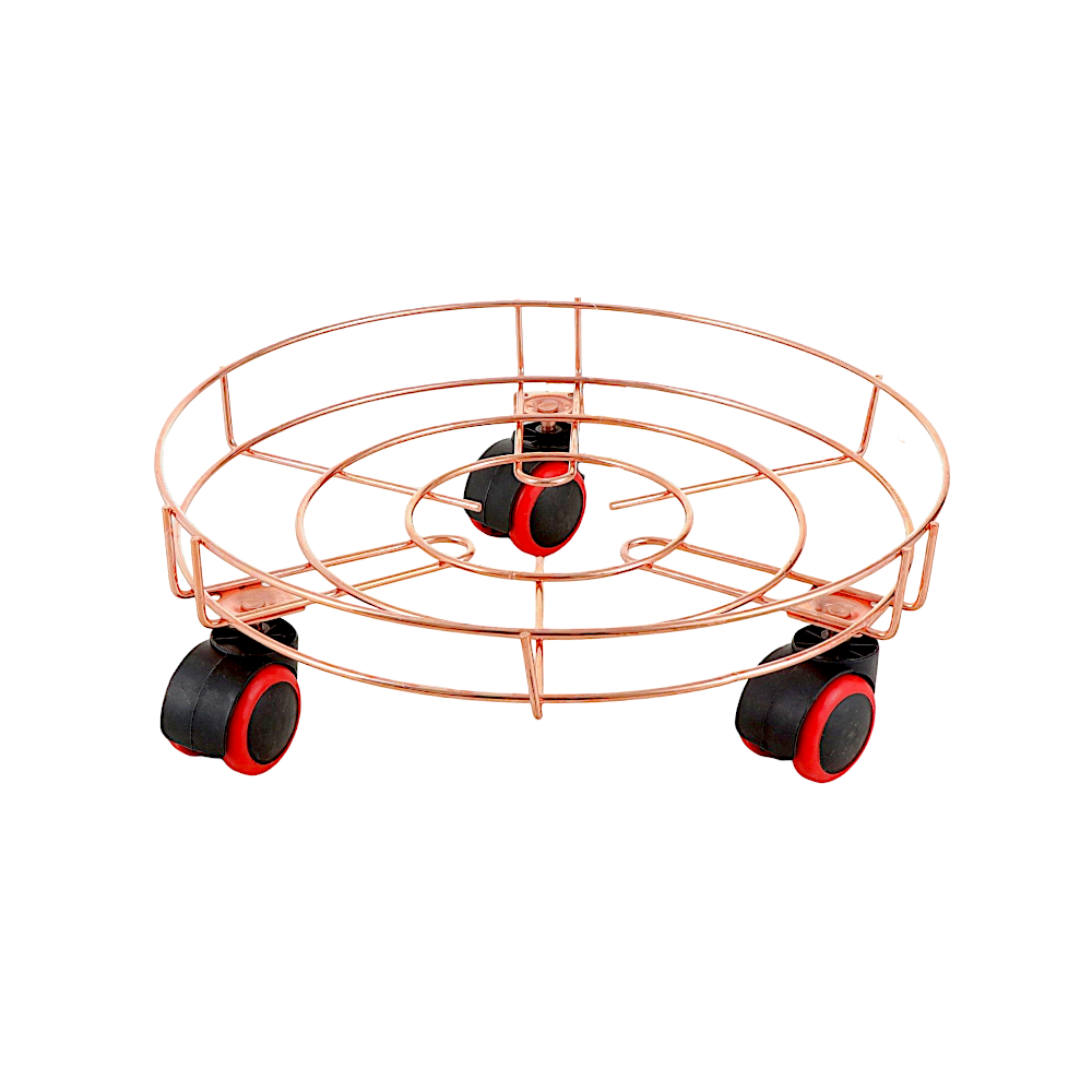 قاعدة أسطوانة غاز استيل دائرية بعجلات - ذهبي