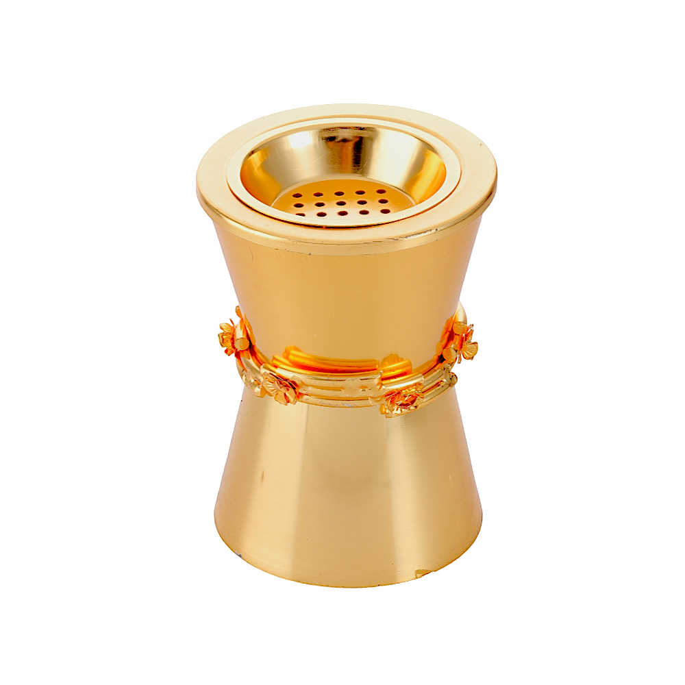 مبخرة إستيل مزينة بحزام ورد ذهبي - مقاس 18*10 سم