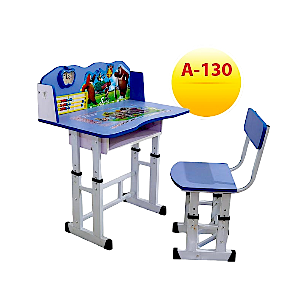 مكتب دراسي للأطفال يتكون من طاولة وكرسي بطباعة حيوانات موديل A-130 - بنفسجي