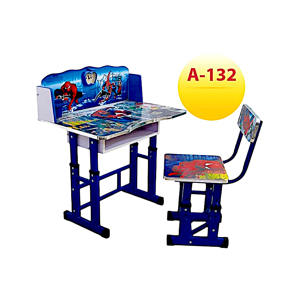 مكتب دراسي للأطفال يتكون من طاولة وكرسي بطباعة سبايدر مان موديل A-132 - أزرق