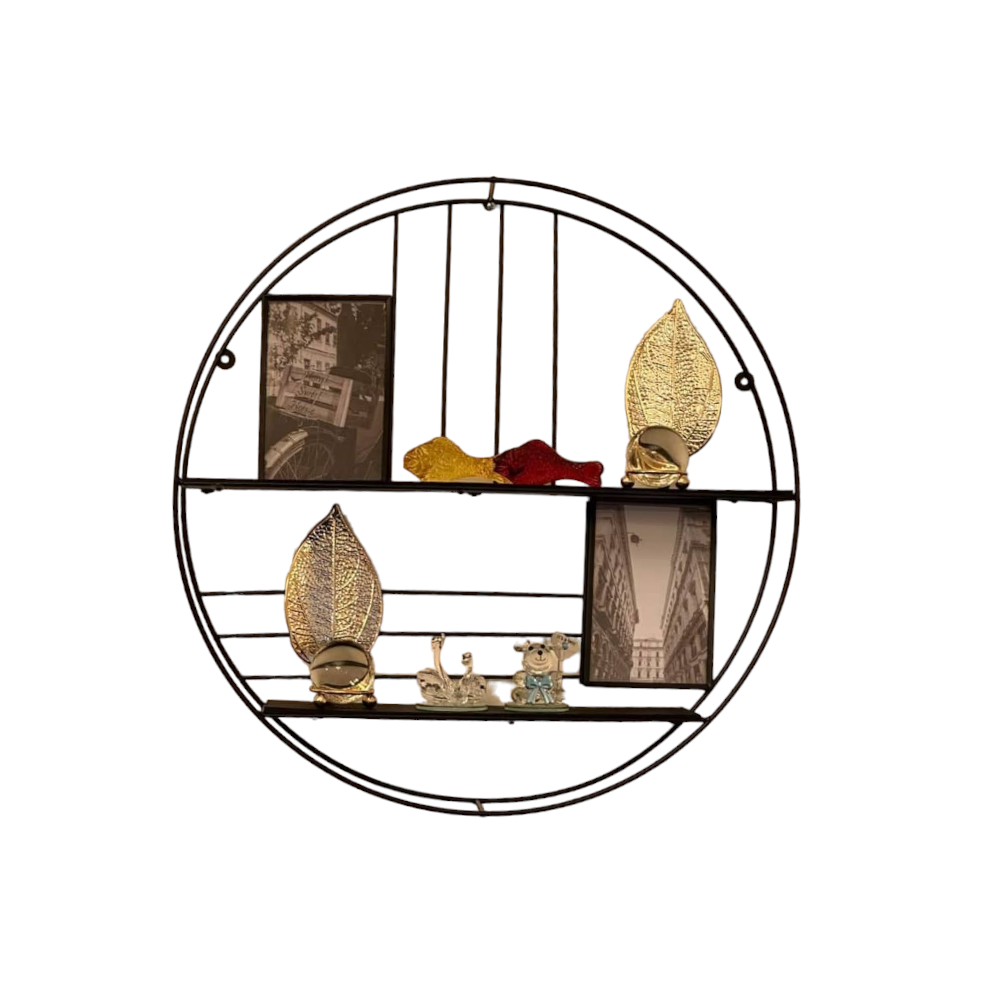 رف جداري من الحديد شكل دائري دورين بأبعاد 50 سم - أسود