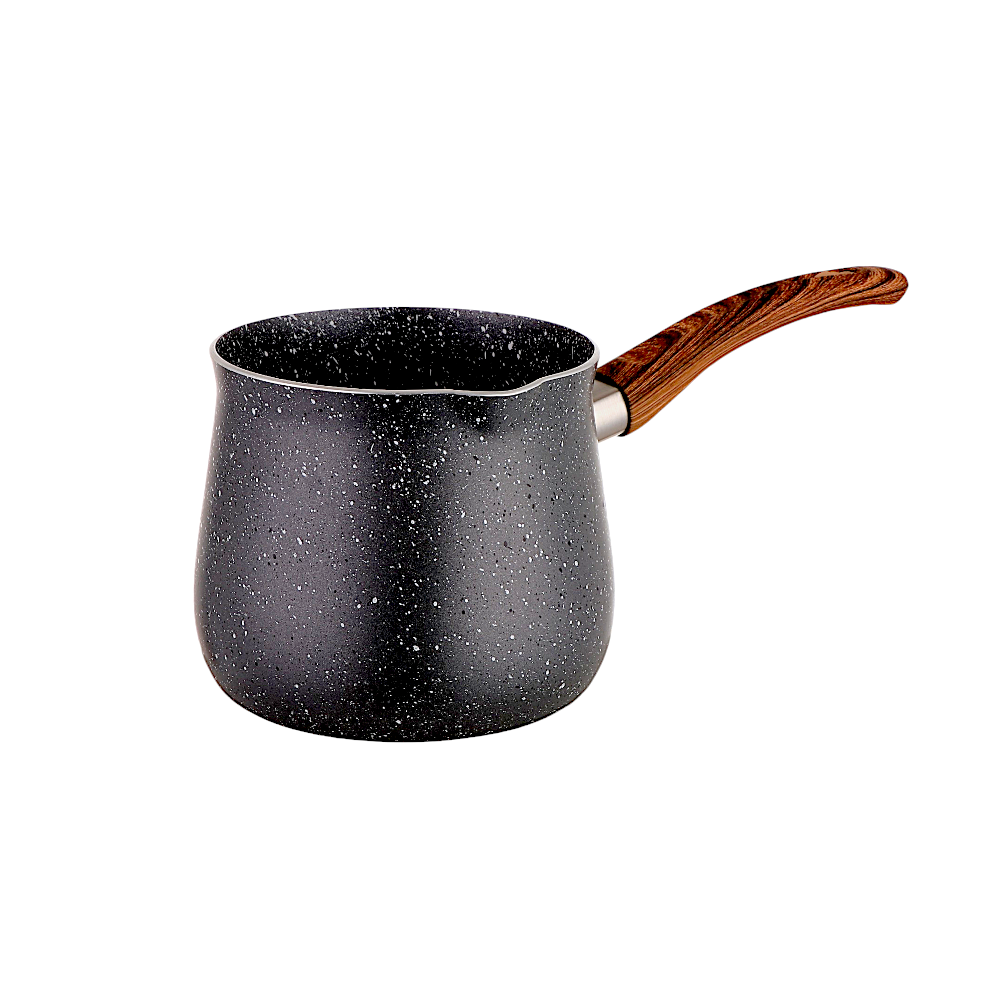 جزوة من الجرانيت بيد خشبية سعة 750 مل - رمادي