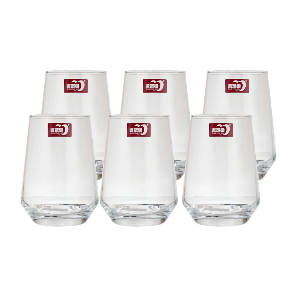 طقم كاسات عصير زجاجية عريضة سعة 390 مل -  6 قطع 