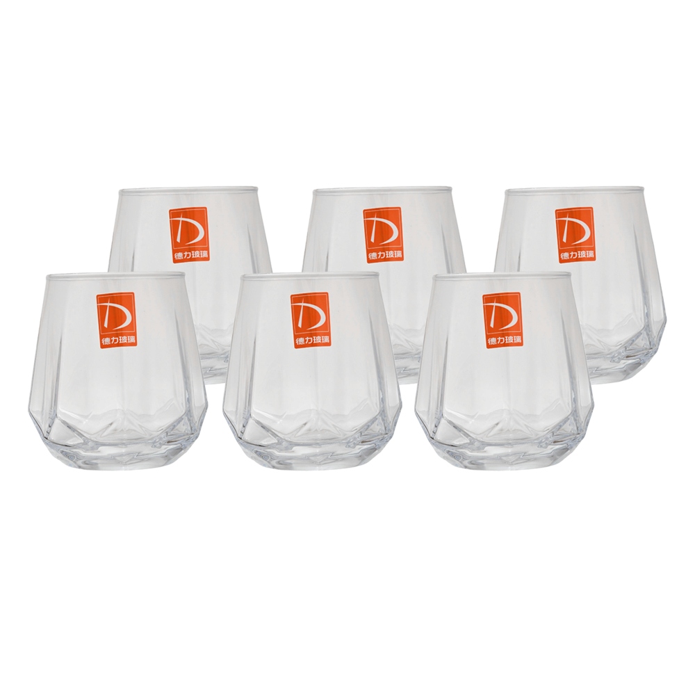 طقم كاسات عصير زجاجية شكل كريستالي مزخرف  سعة 310 مل -  6 قطع   