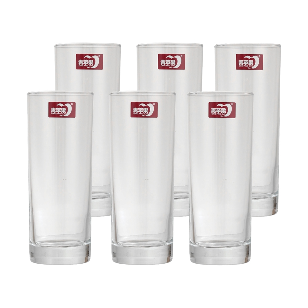  طقم كاسات عصير زجاج أسطوانية طويلة سعة 330 مل  - 6 قطع 