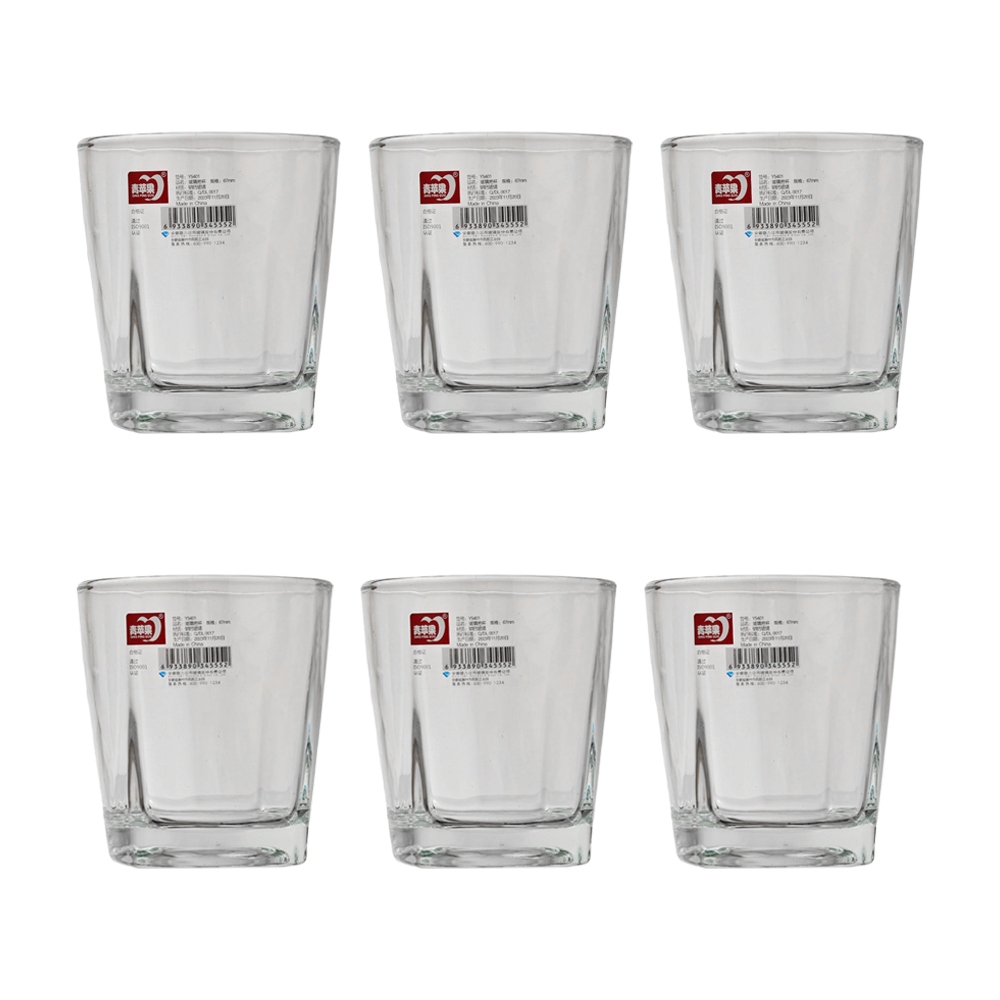 ديلي جلاس وير طقم كاسات مشروبات زجاجية مربعة صغيرة سعة 67 ملم - 6 قطع 