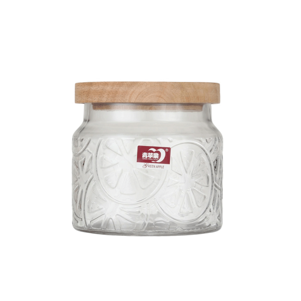 ديلي غلاسوير برطمان زجاجي  مع غطاء خشبي بسعة 950 مل موديل HMFG26-1B - شفاف