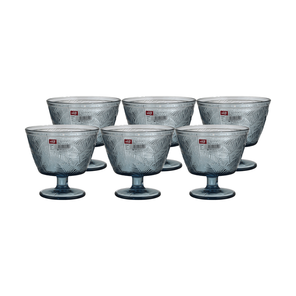 ديلي غلاسوير طقم مطايب زجاجية زرقاء سعة 340 مل موديل KB164-4N - عدد 6 قطع