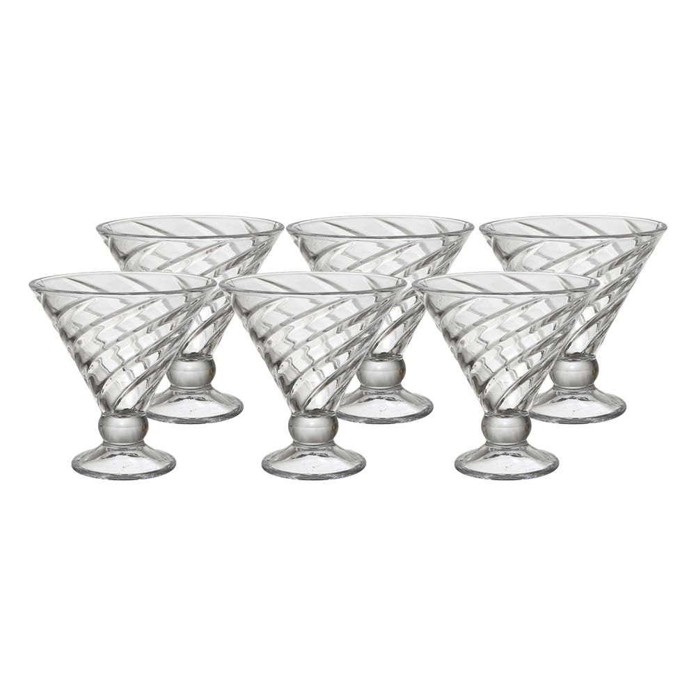 ديلي غلاسوير طقم مطايب حلويات زجاجية شفافة سعة 325 مل موديل BQL1085C - عدد 6 قطع