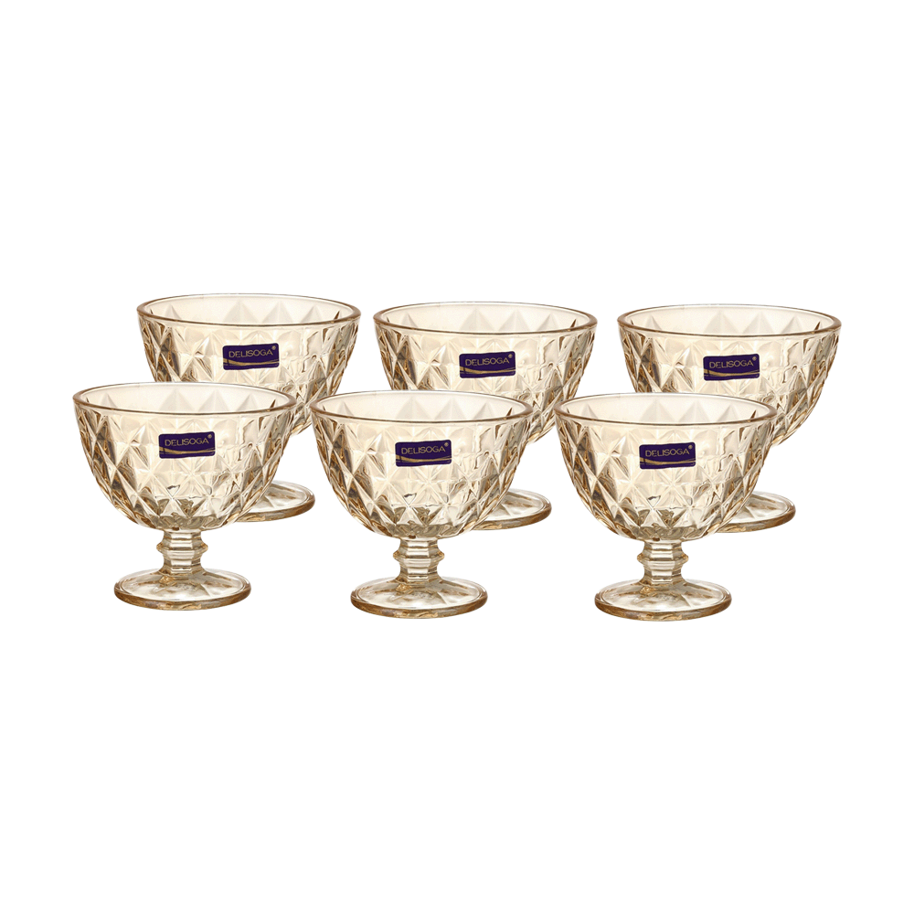 ديلي غلاسوير طقم مطايب زجاجية كهرمانية موديل DSKB153BHA - عدد 6 قطع