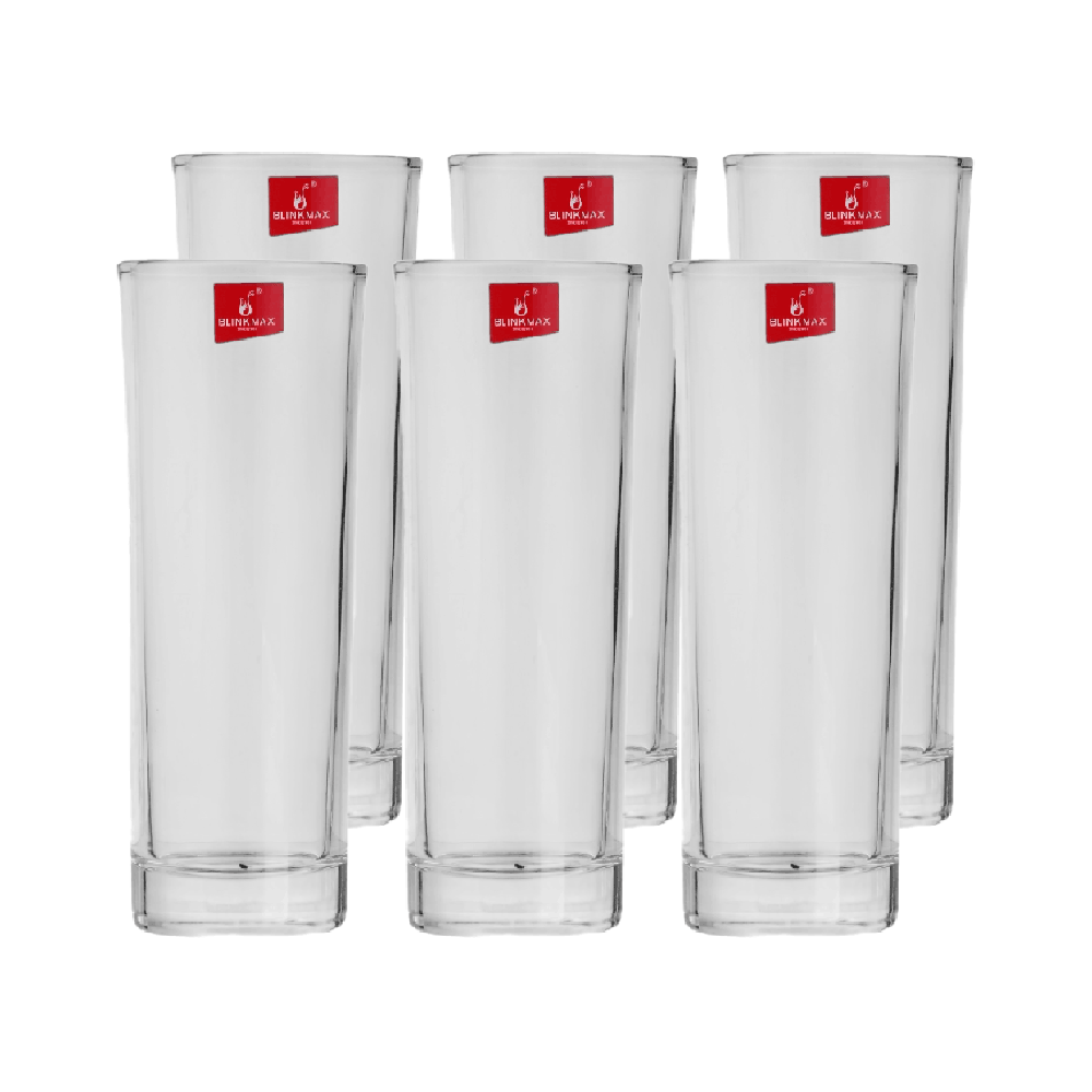 بلينك ماكس طقم أكواب عصير زجاجية شفافة بسعة 275 مل موديل KTY1002 - عدد 6 قطع