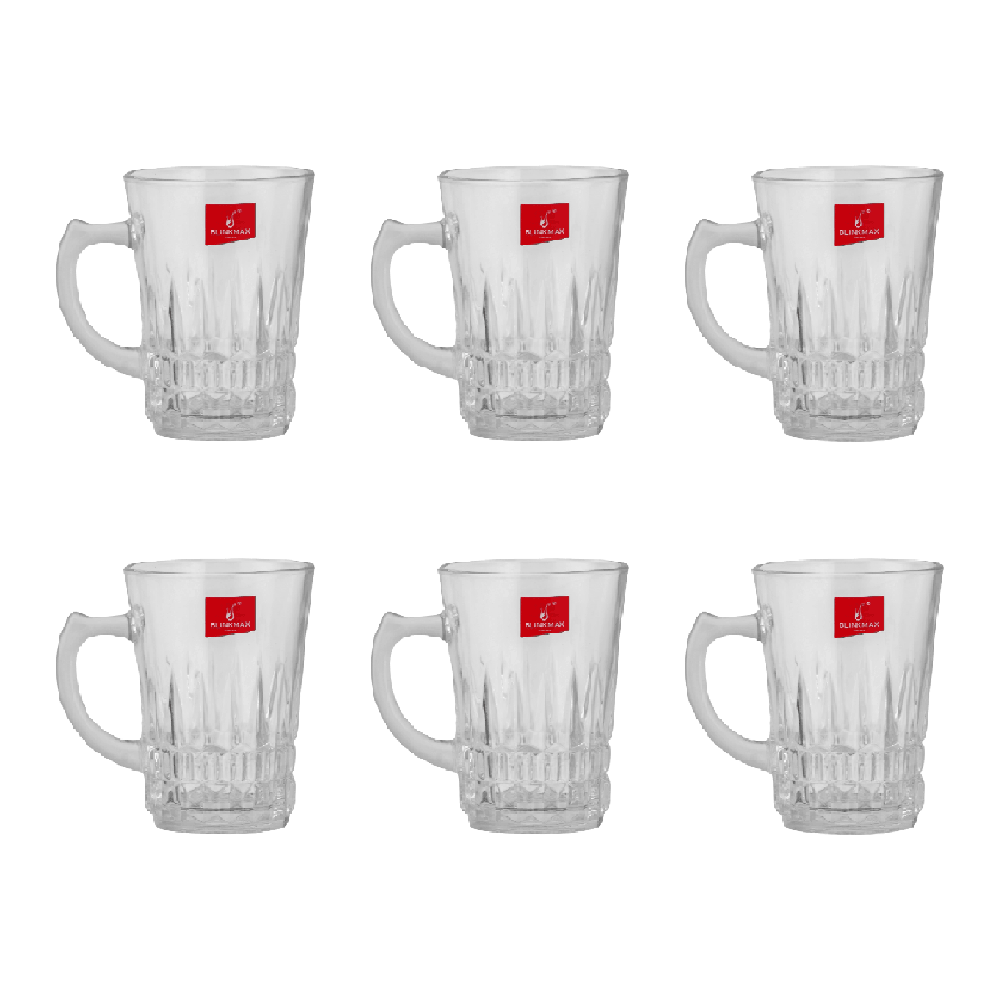 بلينك ماكس طقم أكواب قهوة زجاجية منقوشة بسعة 220 مل موديل KTZB141 - عدد 6 قطع
