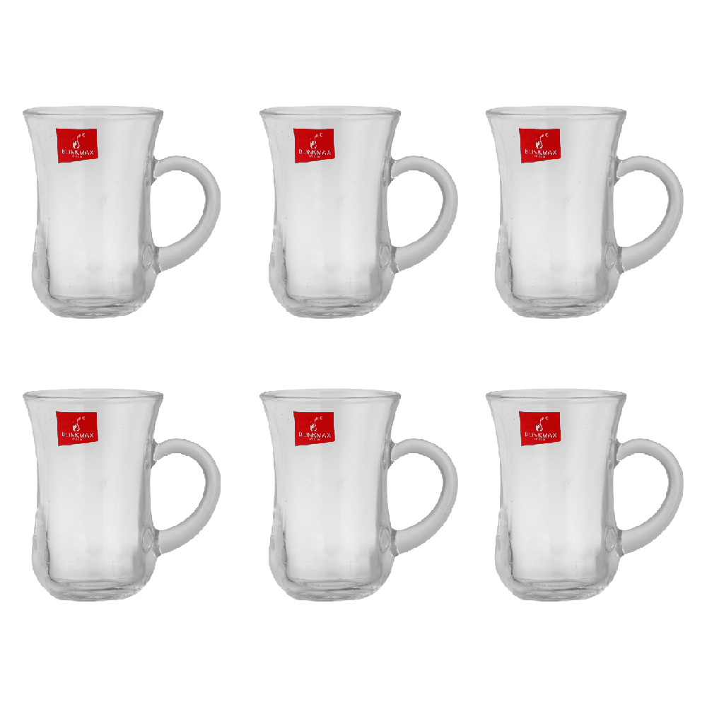بلينك ماكس طقم أكواب شاي زجاجية تركية بسعة 150 مل موديل KTZB11-S - عدد 6 قطع