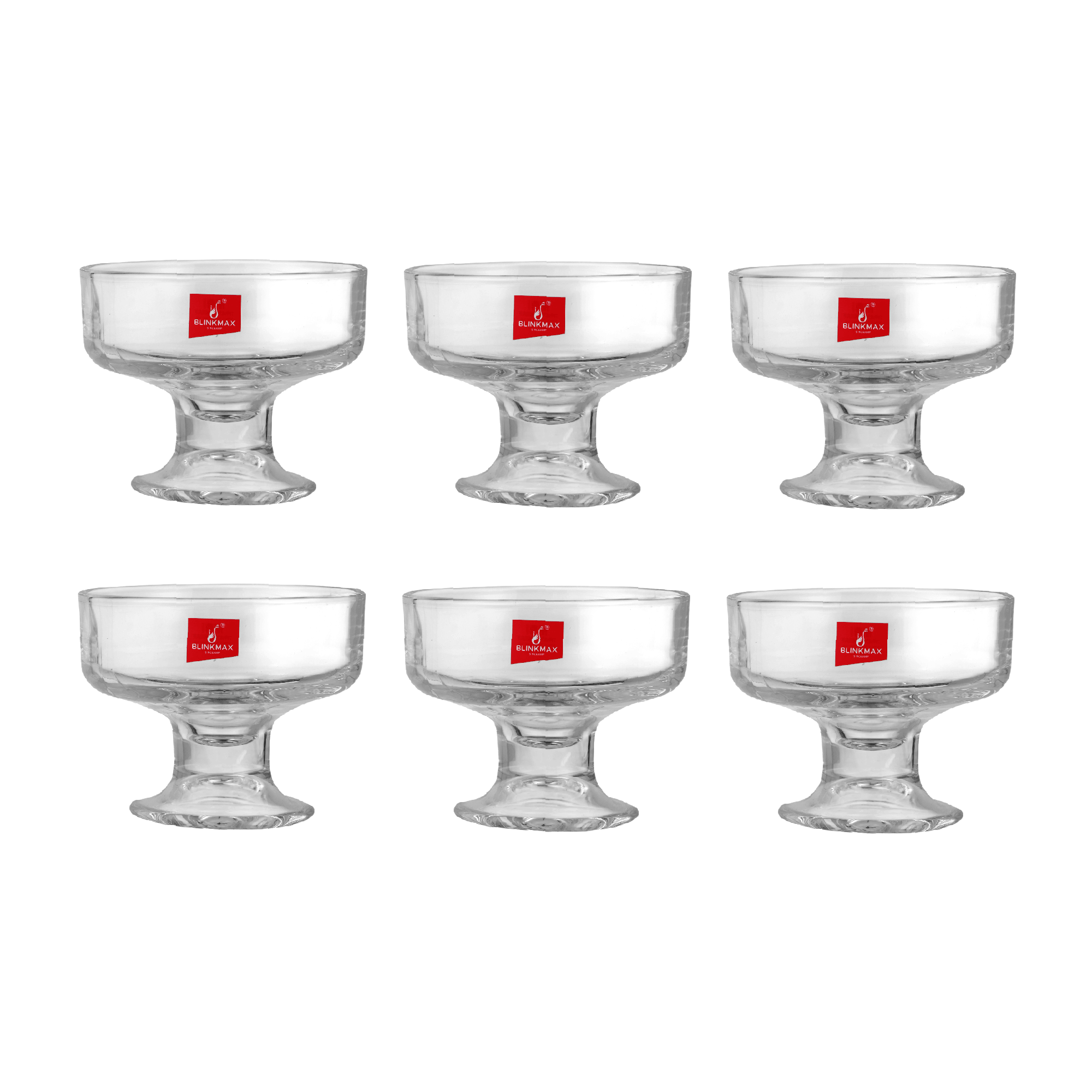 بلينك ماكس طقم مطايب تقديم زجاجية على شكل وعاء صغير بسعة 205 مل موديل KTY6203 - عدد 6 قطع
