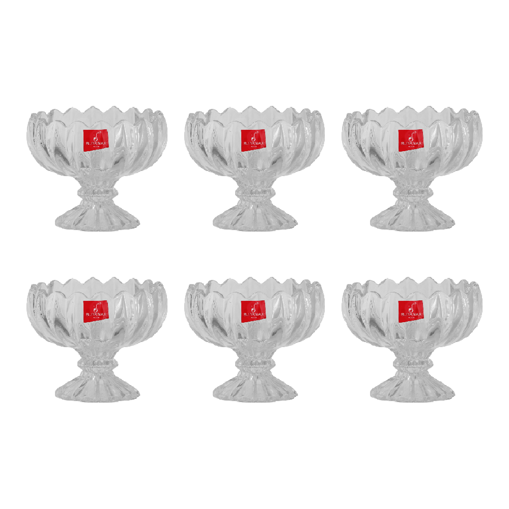 بلينك ماكس طقم مطايب حلويات وآيسكريم زجاجية قطر 10 سم موديل LZ1309 - عدد 6 قطع
