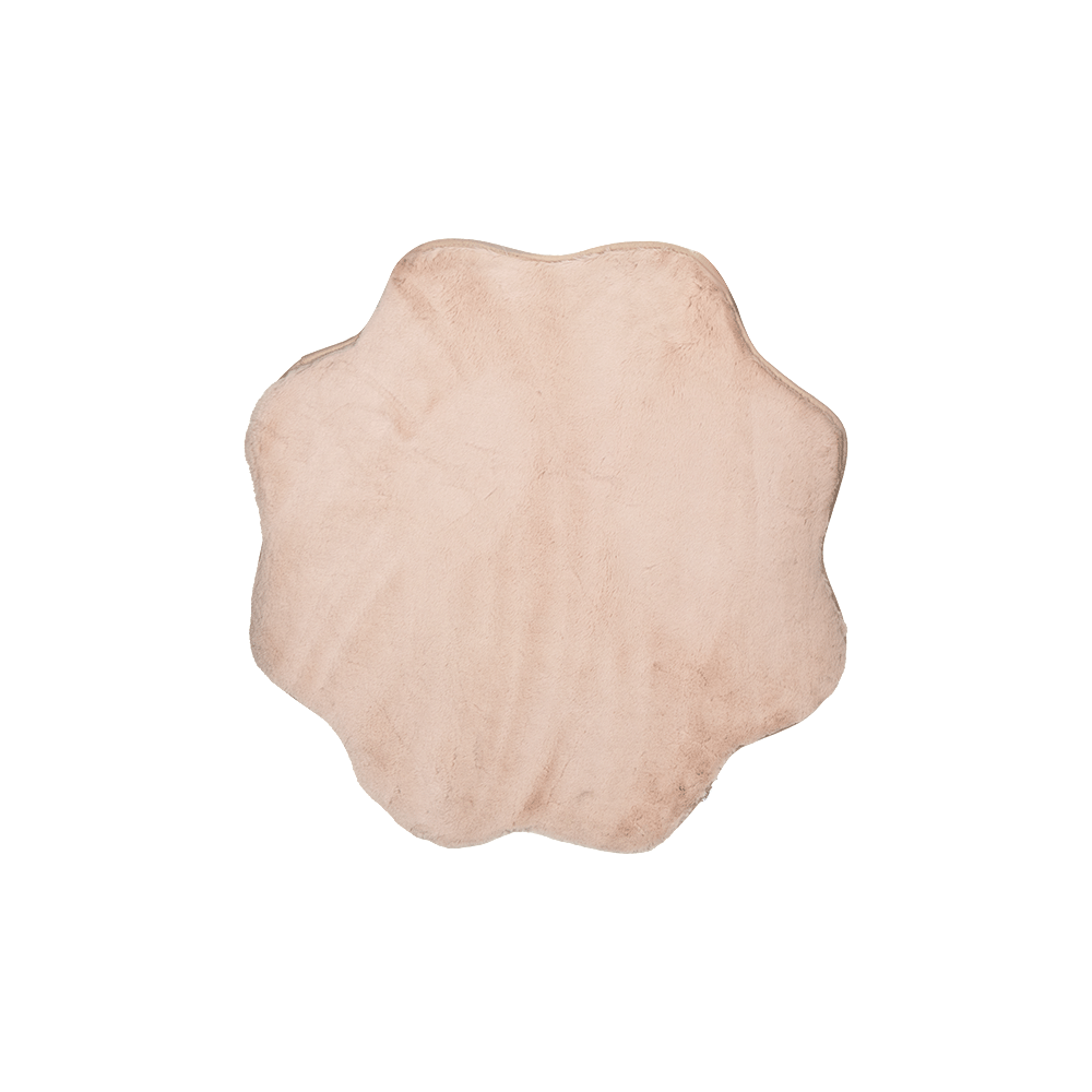 مفرشة أرضية فروية شكل وردة من الصوف بقياس 90*90 سم  - بيج