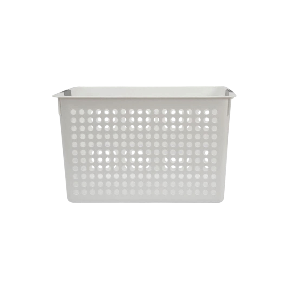 سلة ملابس بلاستيك مربعة مقاس 22x31x18 سم -  رمادي 