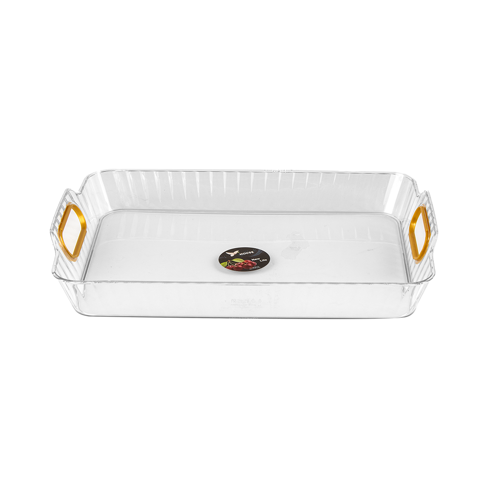 صحن تقديم إكريليك شفاف بمقابض جانبية - 40 سم 