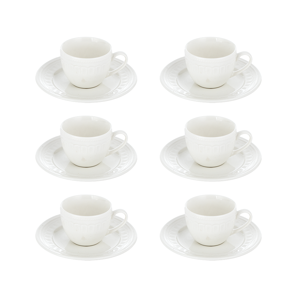 طقم فناجين شاي سيراميك مع السياسر - 12 قطعة