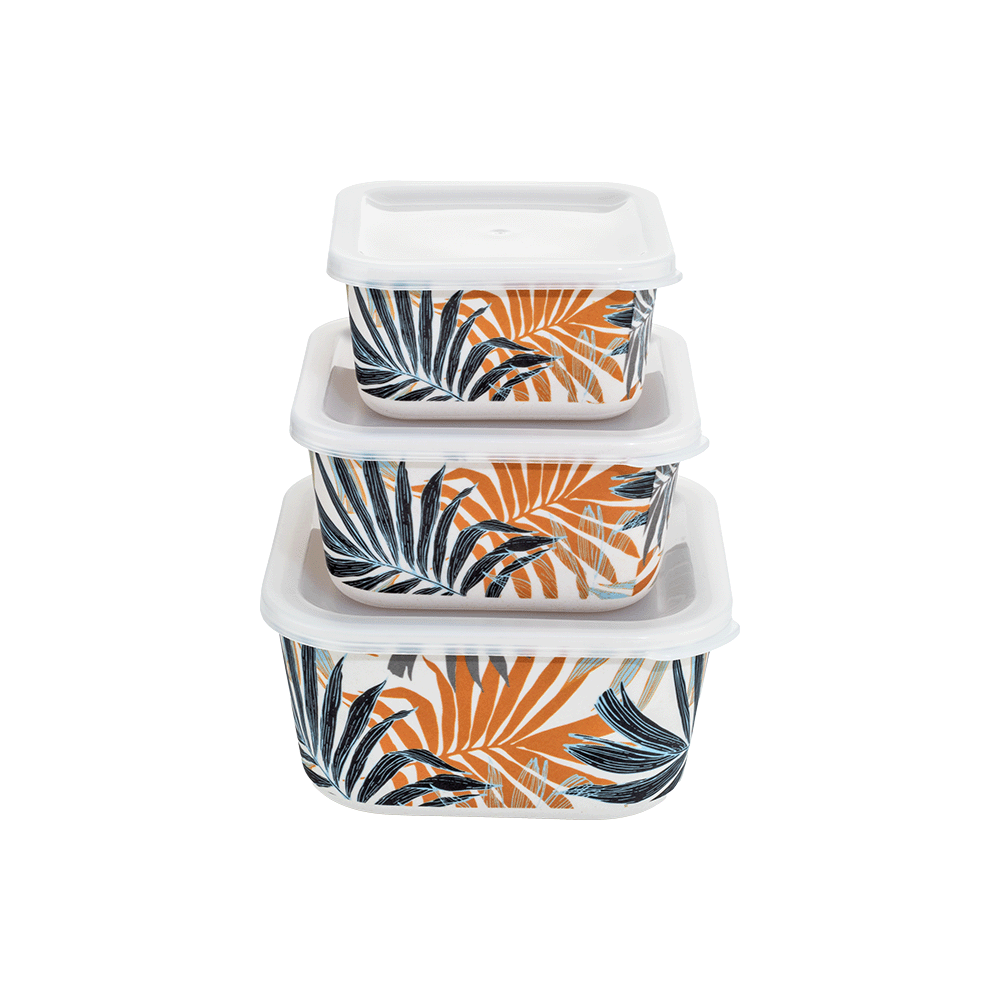 داني هوم طقم حافظات تخزين طعام بتصميم استوائي - 3 قطع