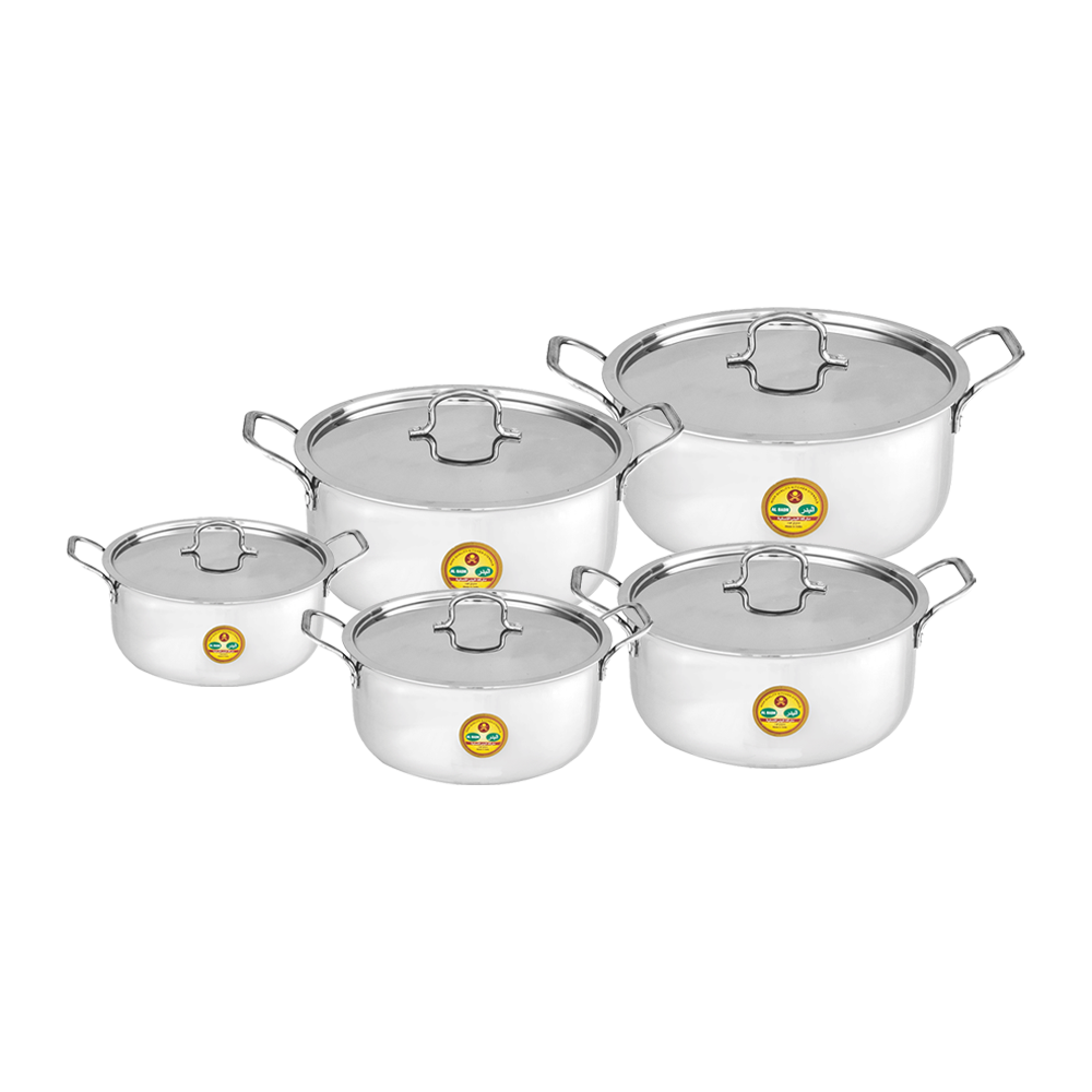 البدر طقم قدور طهي ألومنيوم فضي - 5 قطع