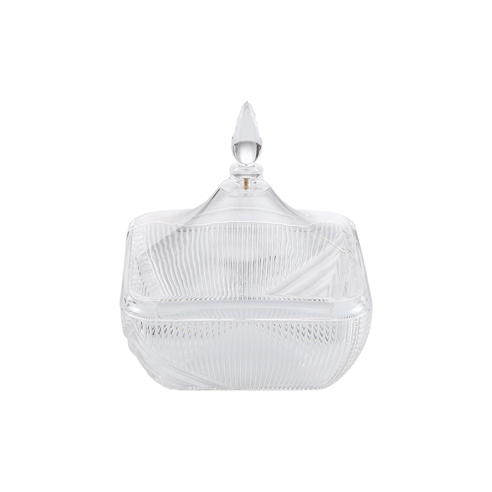 صحن حلويات أكريليك مربع مع الغطاء - 20 سم 